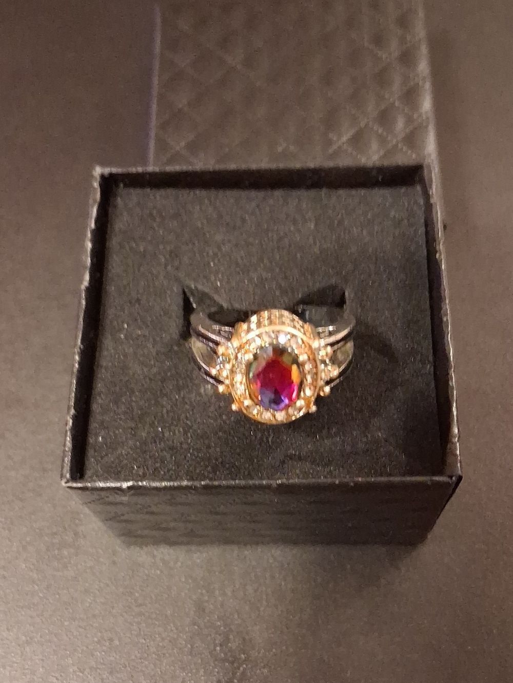 Classic Halo Style Cocktail Ring Gemstones With Accent Stones, Gold And Silver